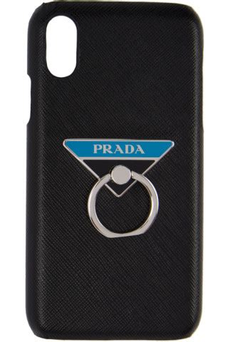 Black Saffiano Ring iPhone XR Case by Prada on Sale 